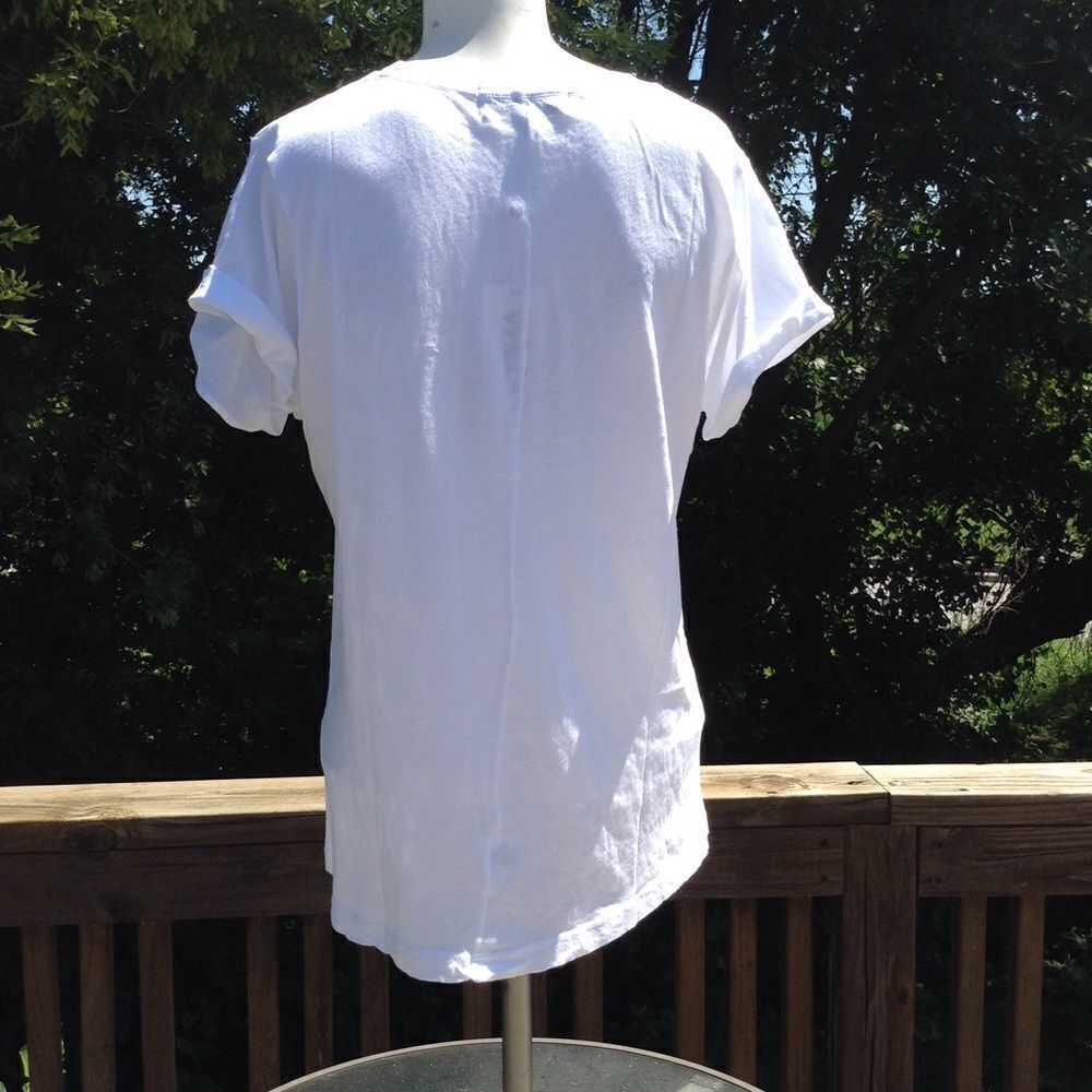 Wildfox Couture Essential White Cotton Tee Miss American Roll Sleeve T-Shirt - Picture 4 of 5